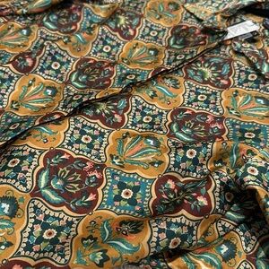 NWT Marks & Spencer Indian Floral Print Button Down Shirt Mustard Yellow Sz S